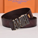 Amiri Belt dark brown CC texture Golden deer logo